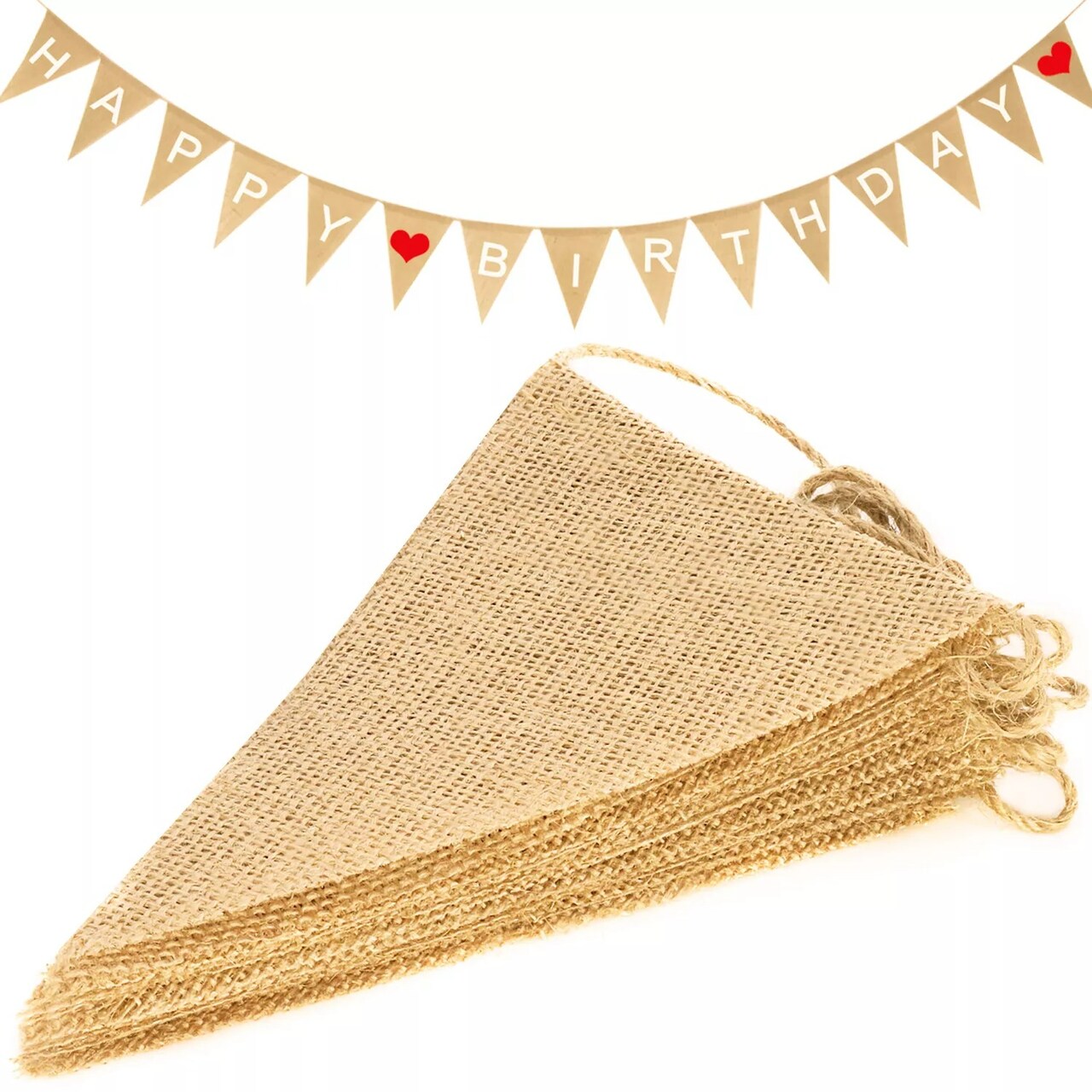 15Pcs Burlap Banner - 14 Ft Triangle Flag - DIY Hand Painted Home Decorations